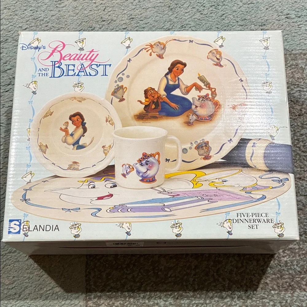 Vintage Disney Beauty and the Beast 5-Piece Dinnerware Set